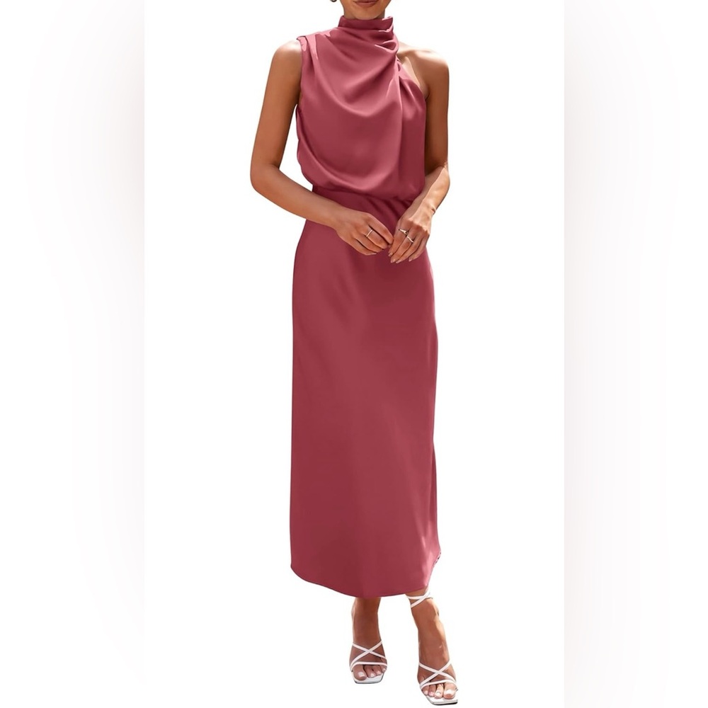Elegant Sleeveless Midi Dress in Rose